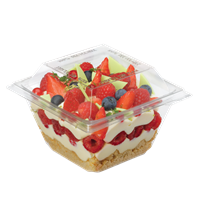 Plastová miska rPET 118x118x79 mm hranatá 370 ml s integrovaným víčkem transparentní Plastová miska rPET 118x118x79 mm hranatá 370 ml s integrovaným víčkem transparentní