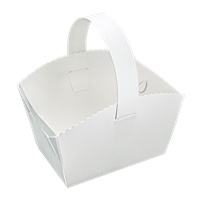 Svatební košíček na koláčky s ouškem papírový 10x8x6 cm bílý Svatební košíček na koláčky s ouškem papírový 10x8x6 cm bílý