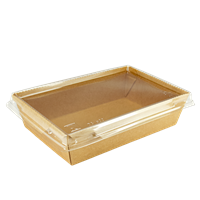 Papírový box / miska EKO na salát 150x100x39 mm hnědý s transp. víčkem ideal pack® Papírový box / miska EKO na salát 150x100x39 mm hnědý s transp. víčkem ideal pack®