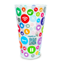 Plastový kelímek PP vratný 500 ml nápojový s potiskem idealCup Plastový kelímek PP vratný 500 ml nápojový s potiskem idealCup