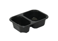 Plastová zatavovací miska 2D hranatá černá PP 350 ml ideal pack® Plastová zatavovací miska 2D hranatá černá PP 350 ml ideal pack®